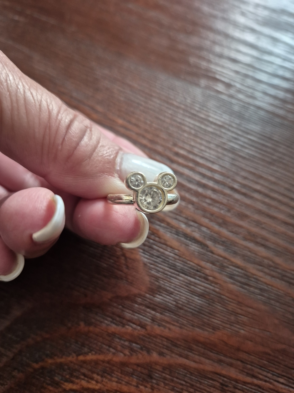 Silver 925 Crystal Mickey Disney Ring  sz6